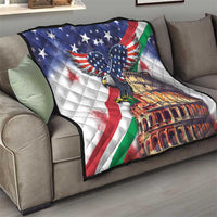 Italian American Heritage Month Quilt USA Eagle and The Colosseum with National Flag - Wonder Print Shop