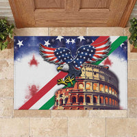 Italian American Heritage Month Rubber Doormat USA Eagle and The Colosseum with National Flag - Wonder Print Shop