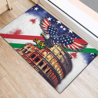 Italian American Heritage Month Rubber Doormat USA Eagle and The Colosseum with National Flag - Wonder Print Shop