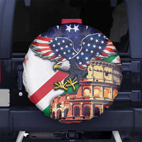 Italian American Heritage Month Spare Tire Cover USA Eagle and The Colosseum with National Flag - Wonder Print Shop