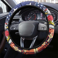 Italian American Heritage Month Steering Wheel Cover USA Eagle and The Colosseum with National Flag - Wonder Print Shop