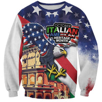 Italian American Heritage Month Sweatshirt USA Eagle and The Colosseum with National Flag - Wonder Print Shop