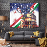 Italian American Heritage Month Tapestry USA Eagle and The Colosseum with National Flag - Wonder Print Shop