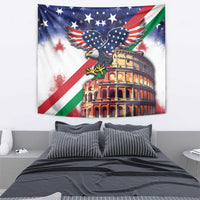 Italian American Heritage Month Tapestry USA Eagle and The Colosseum with National Flag - Wonder Print Shop
