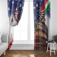 Italian American Heritage Month Window Curtain USA Eagle and The Colosseum with National Flag - Wonder Print Shop