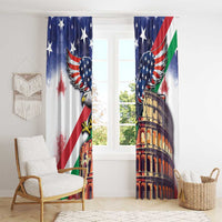 Italian American Heritage Month Window Curtain USA Eagle and The Colosseum with National Flag - Wonder Print Shop