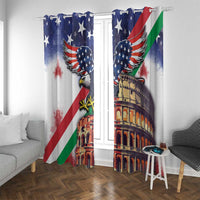 Italian American Heritage Month Window Curtain USA Eagle and The Colosseum with National Flag - Wonder Print Shop