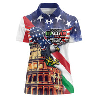 Italian American Heritage Month Women Polo Shirt USA Eagle and The Colosseum with National Flag - Wonder Print Shop