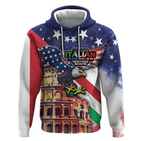 Italian American Heritage Month Zip Hoodie USA Eagle and The Colosseum with National Flag - Wonder Print Shop