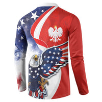 Polish American Heritage Month Button Sweatshirt USA Eagle and Poland Eagle with National Flag - Wonder Print Shop
