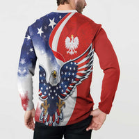 Polish American Heritage Month Button Sweatshirt USA Eagle and Poland Eagle with National Flag - Wonder Print Shop
