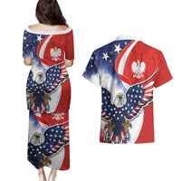 Polish American Heritage Month Couples Matching Puletasi and Hawaiian Shirt USA Eagle and Poland Eagle with National Flag - Wonder Print Shop