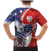 Polish American Heritage Month Family Matching Mermaid Dress and Hawaiian Shirt USA Eagle and Poland Eagle with National Flag - Wonder Print Shop