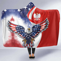 Polish American Heritage Month Hooded Blanket USA Eagle and Poland Eagle with National Flag