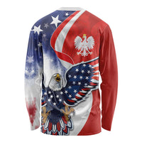 Polish American Heritage Month Long Sleeve Shirt USA Eagle and Poland Eagle with National Flag - Wonder Print Shop
