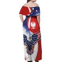 Polish American Heritage Month Off Shoulder Maxi Dress USA Eagle and Poland Eagle with National Flag - Wonder Print Shop