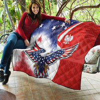 Polish American Heritage Month Quilt USA Eagle and Poland Eagle with National Flag - Wonder Print Shop
