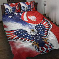 Polish American Heritage Month Quilt Bed Set USA Eagle and Poland Eagle with National Flag - Wonder Print Shop