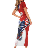 Polish American Heritage Month Short Sleeve Bodycon Dress USA Eagle and Poland Eagle with National Flag - Wonder Print Shop