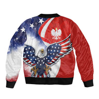 Polish American Heritage Month Sleeve Zip Bomber Jacket USA Eagle and Poland Eagle with National Flag - Wonder Print Shop