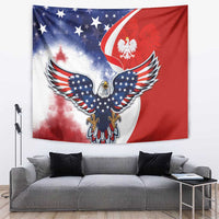 Polish American Heritage Month Tapestry USA Eagle and Poland Eagle with National Flag - Wonder Print Shop