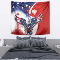 Polish American Heritage Month Tapestry USA Eagle and Poland Eagle with National Flag - Wonder Print Shop
