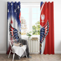 Polish American Heritage Month Window Curtain USA Eagle and Poland Eagle with National Flag - Wonder Print Shop