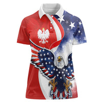 Polish American Heritage Month Women Polo Shirt USA Eagle and Poland Eagle with National Flag - Wonder Print Shop
