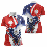 Polish American Heritage Month Women Polo Shirt USA Eagle and Poland Eagle with National Flag - Wonder Print Shop