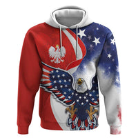 Polish American Heritage Month Zip Hoodie USA Eagle and Poland Eagle with National Flag - Wonder Print Shop