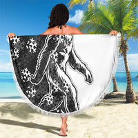 Funny Christmasquatch Camouflage of Snowflakes Beach Blanket - Wonder Print Shop