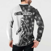 Funny Christmasquatch Camouflage of Snowflakes Button Sweatshirt - Wonder Print Shop