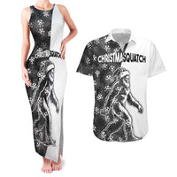 Funny Christmasquatch Camouflage of Snowflakes Couples Matching Tank Maxi Dress and Hawaiian Shirt - Wonder Print Shop
