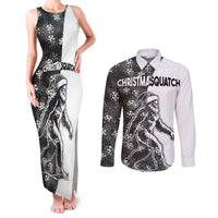 Funny Christmasquatch Camouflage of Snowflakes Couples Matching Tank Maxi Dress and Long Sleeve Button Shirt - Wonder Print Shop