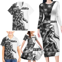 Funny Christmasquatch Camouflage of Snowflakes Family Matching Long Sleeve Bodycon Dress and Hawaiian Shirt - Wonder Print Shop