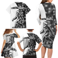 Funny Christmasquatch Camouflage of Snowflakes Family Matching Long Sleeve Bodycon Dress and Hawaiian Shirt - Wonder Print Shop