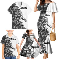 Funny Christmasquatch Camouflage of Snowflakes Family Matching Mermaid Dress and Hawaiian Shirt - Wonder Print Shop