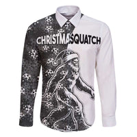 Funny Christmasquatch Camouflage of Snowflakes Family Matching Off The Shoulder Long Sleeve Dress and Hawaiian Shirt - Wonder Print Shop