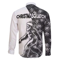 Funny Christmasquatch Camouflage of Snowflakes Family Matching Off The Shoulder Long Sleeve Dress and Hawaiian Shirt - Wonder Print Shop