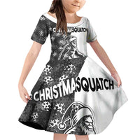 Funny Christmasquatch Camouflage of Snowflakes Family Matching Off Shoulder Short Dress and Hawaiian Shirt - Wonder Print Shop