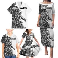 Funny Christmasquatch Camouflage of Snowflakes Family Matching Puletasi and Hawaiian Shirt - Wonder Print Shop