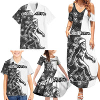 Funny Christmasquatch Camouflage of Snowflakes Family Matching Summer Maxi Dress and Hawaiian Shirt - Wonder Print Shop