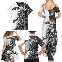 Funny Christmasquatch Camouflage of Snowflakes Family Matching Summer Maxi Dress and Hawaiian Shirt - Wonder Print Shop