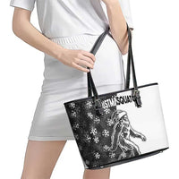 Funny Christmasquatch Camouflage of Snowflakes Leather Tote Bag - Wonder Print Shop
