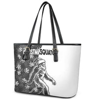 Funny Christmasquatch Camouflage of Snowflakes Leather Tote Bag - Wonder Print Shop