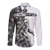 Funny Christmasquatch Camouflage of Snowflakes Long Sleeve Button Shirt - Wonder Print Shop