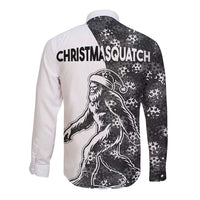 Funny Christmasquatch Camouflage of Snowflakes Long Sleeve Button Shirt - Wonder Print Shop
