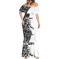 Funny Christmasquatch Camouflage of Snowflakes Mermaid Dress - Wonder Print Shop