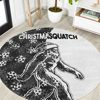 Funny Christmasquatch Camouflage of Snowflakes Round Carpet