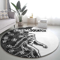 Funny Christmasquatch Camouflage of Snowflakes Round Carpet